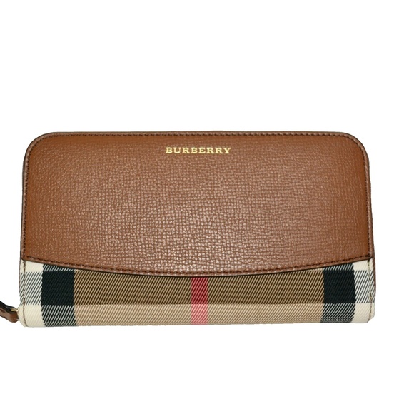 NWT BURBERRY HOUSE CHECK DERBY LEATHER ELMORE WALLET CLUTCH - Picture 5 of 13